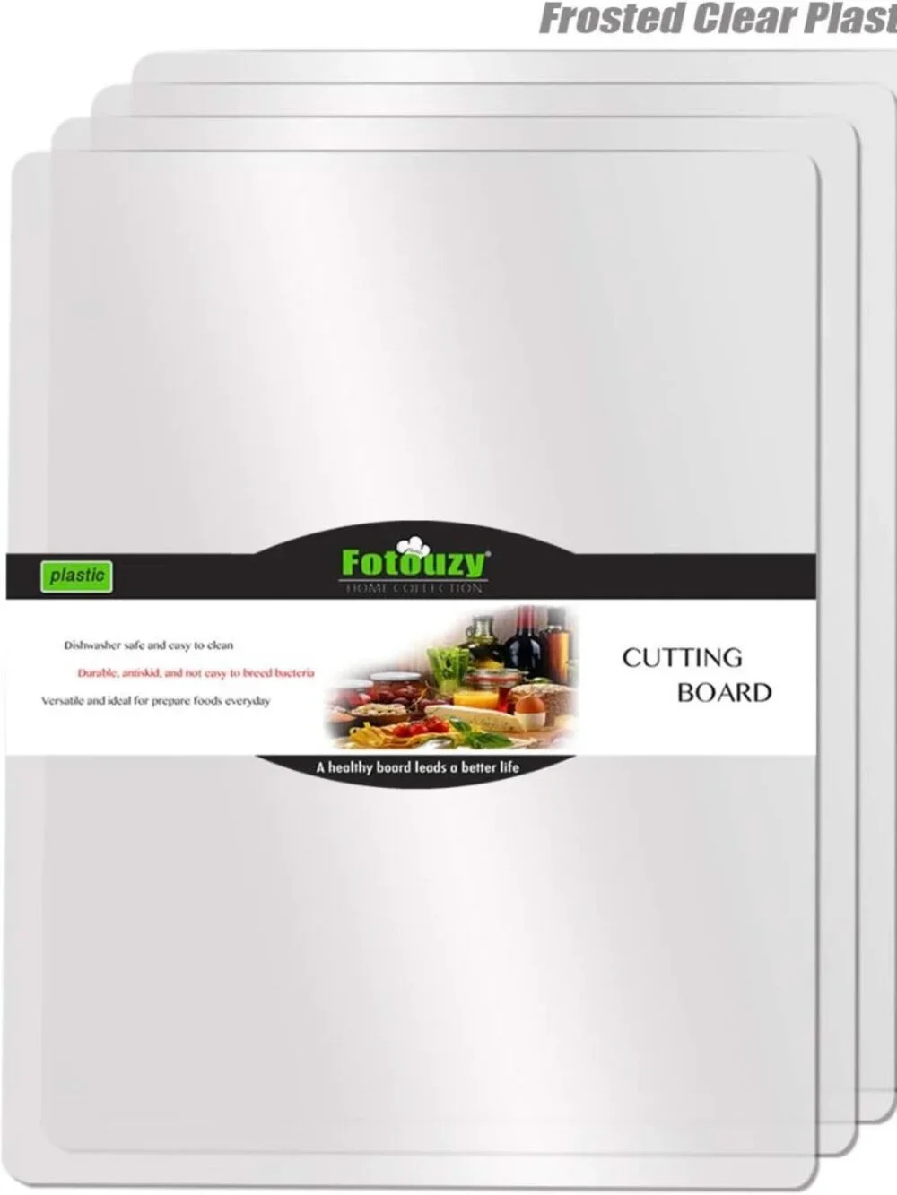 Fotouzy 4 Pack Flexible Plastic Cutting Boards 15 x 12 Frosted Clear BPA-Free